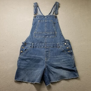 Union Bay Shortall Overall Shorts Womens Size XL Blue Denim Y2K VTG